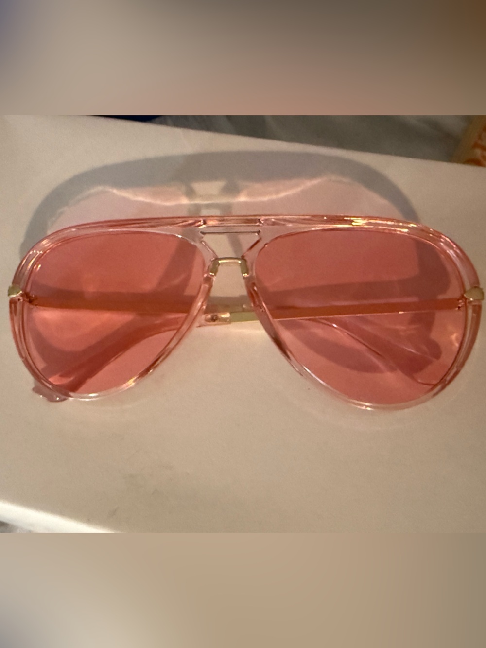 Oversized Retro Aviator Pink Clear Frame Pink Lens
Sunglasses - Picture 2 of 2